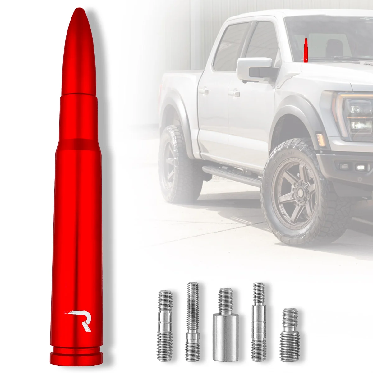 .50 Cal Bullet Antenna (Fits OEM Factory Threaded Antenna) Multiple Colors - Image 13