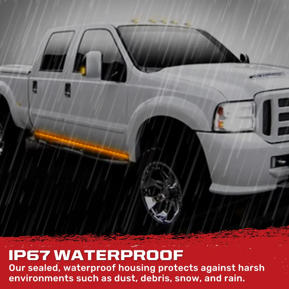 "Big Rig Ice" Side Mounted High Power LED Light Bar Kit Amber Running Lights & Turn Signals w/ White Courtesy Lights - Multiple Sizes - Image 11