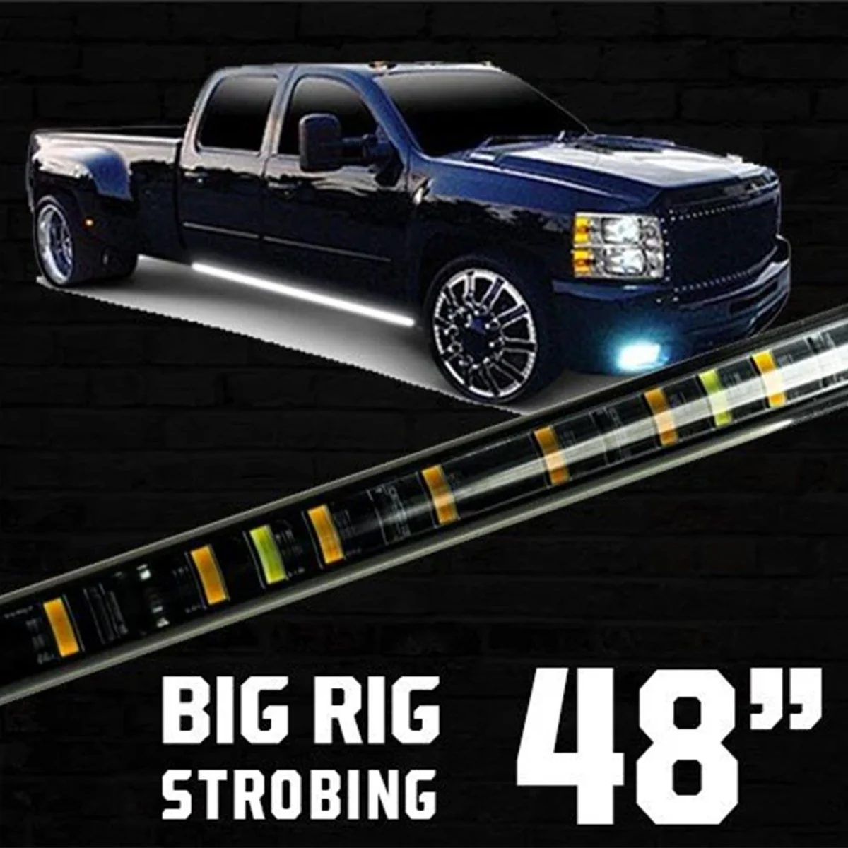 "Big Rig" Strobing Side Mounted High Power LED Light Bars User Selectable Control Amber or White - Multiple Sizes - Image 4
