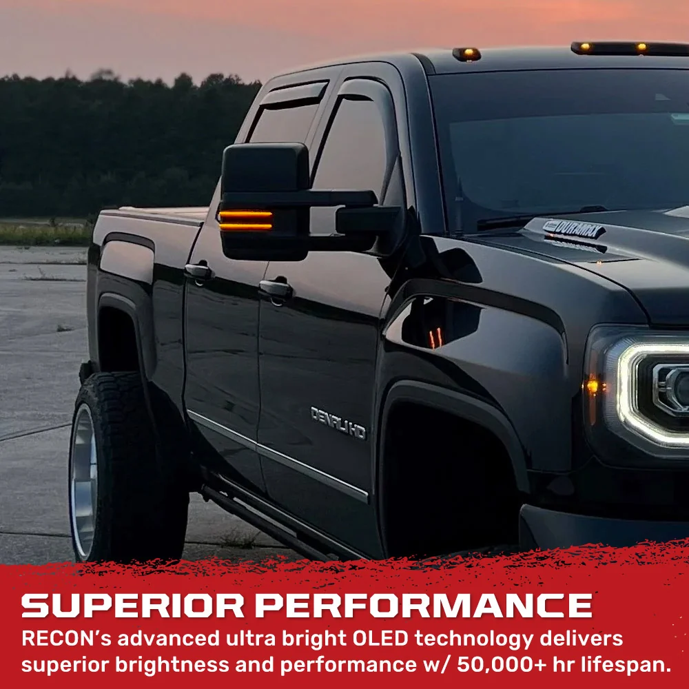 Chevy/GMC 14-19 Silverado & Sierra Side Mirror Lenses Scanning Amber Turn Signals - Multiple Options - Image 12