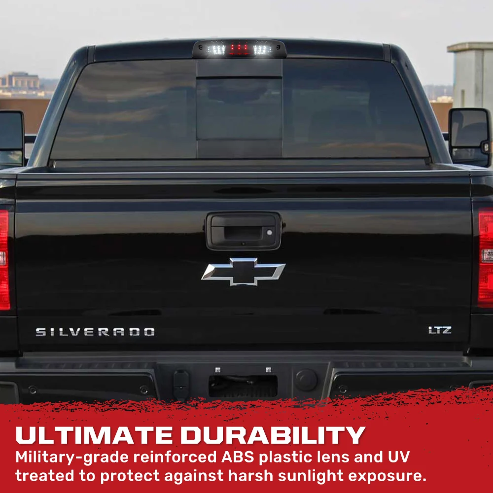GMC Sierra & Chevy Silverado 3rd GEN 14-19 2500/3500 Red LED 3rd Brake Light Kit with White LED Cargo Lights with Smoked Lens - Image 5