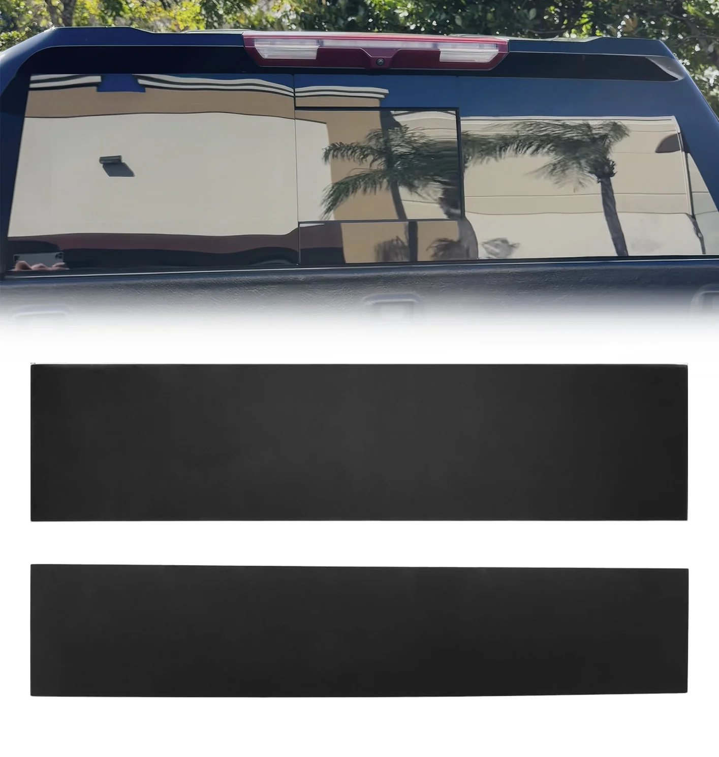 Chevy Silverado & GMC Sierra 1500 19-26 Protective 2-Pc Rear Sliding Window Trim - High Gloss Black