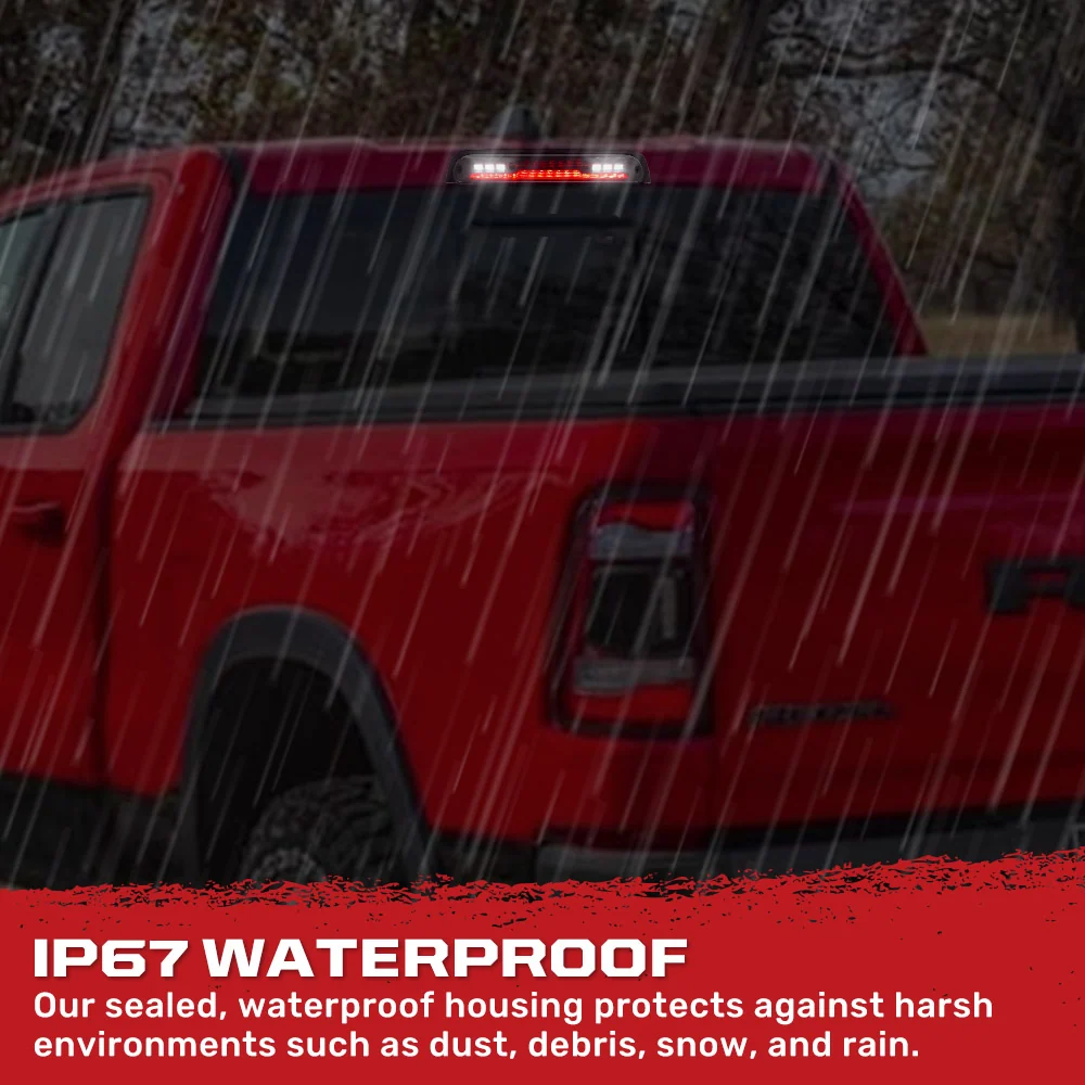 Dodge 19-25 RAM 1500 Red LED 3rd Brake Light Kit with White LED Cargo Lights and Smoked Lens - Image 7