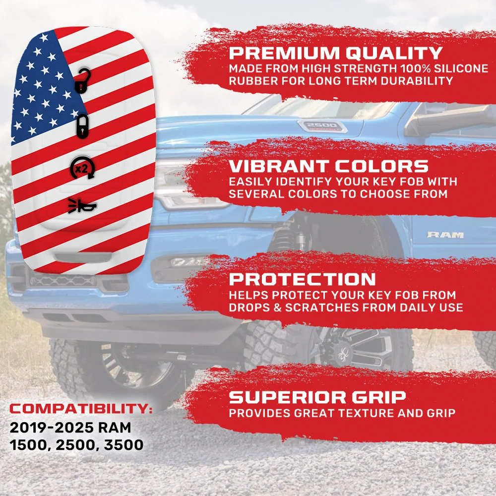 Dodge 19-25 RAM (1500, 2500, 3500) 1-Piece 100% Silicone Rubber Key Fob Cover - Multiple Colors - Image 49