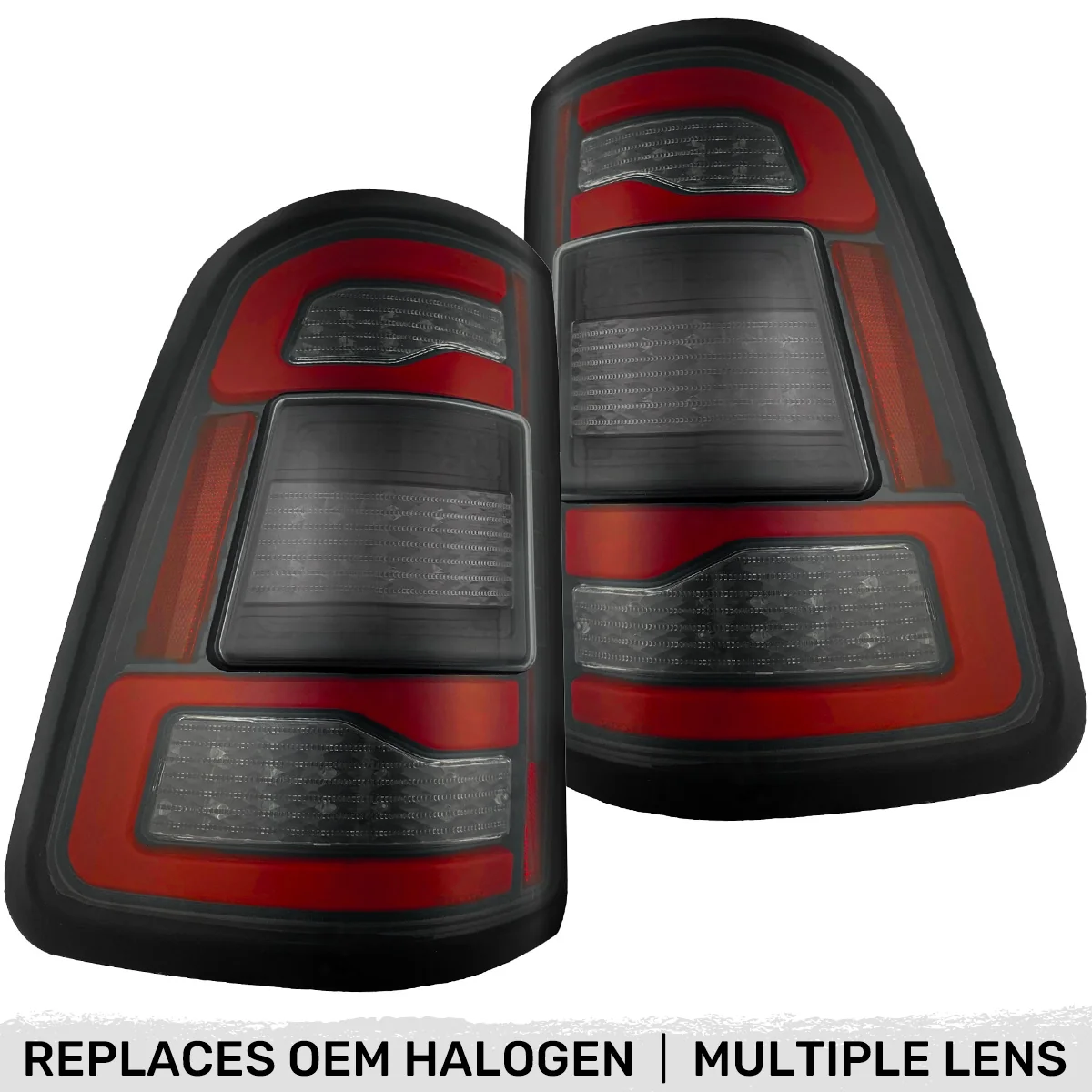 Dodge RAM 2500/3500 19-24 Ultra Bright OLED Tail Lights w/ Scanning Amber Turn Signals (Replaces OEM Halogen Tail Lights Only) - Multiple Lens