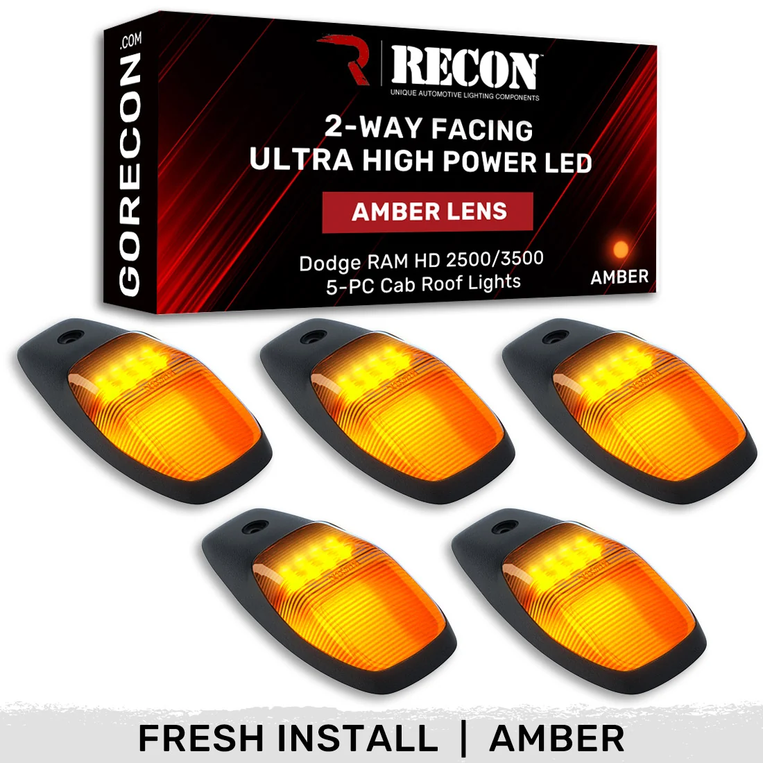 Dodge RAM HD 2500/3500 19-25 5 Piece Cab Roof Light Set 2-Way Front & Rear Facing Ultra High-Power LEDs Multiple Lens & Colors - Image 24