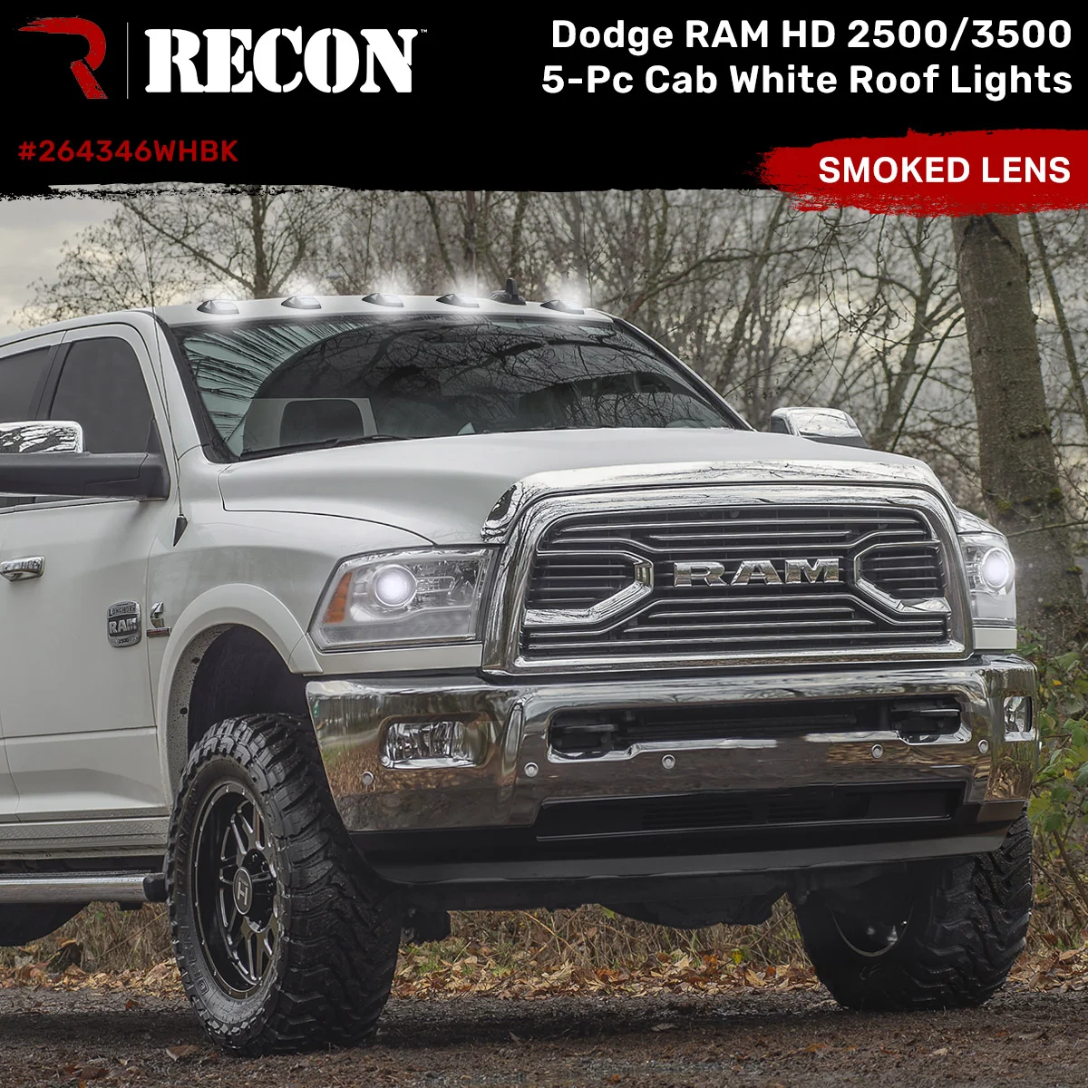 Dodge RAM HD 2500/3500 19-25 5 Piece Cab Roof Light Set 2-Way Front & Rear Facing Ultra High-Power LEDs Multiple Lens & Colors - Image 6