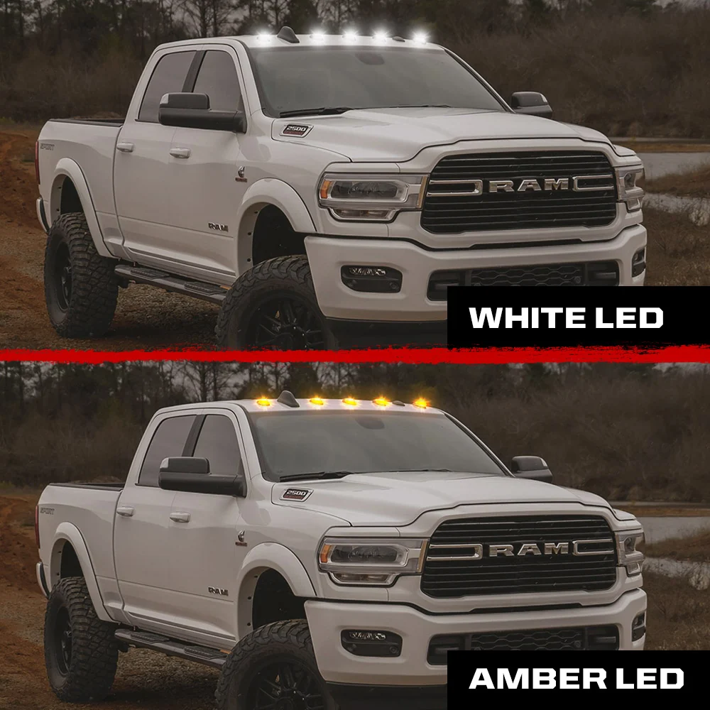 Dodge RAM HD 2500/3500 19-25 5-Piece Cab Roof Light Kit Strobe LED White & Amber - Multiple Lens - Image 2