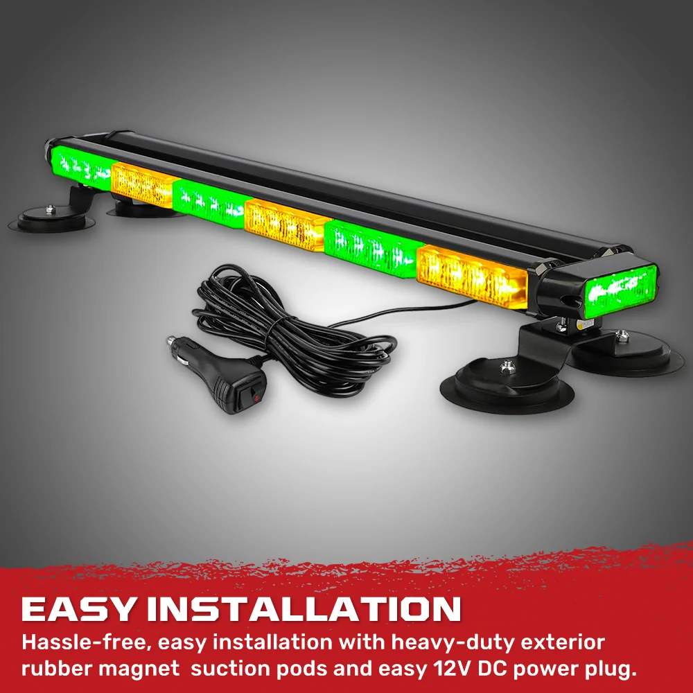 Exterior Roof Mounted 29.5" Emergency LED Strobe Light Bar Magnetic Suction Cup Installation w/ 26 Lighting Functions - Multiple. Colors - Image 21