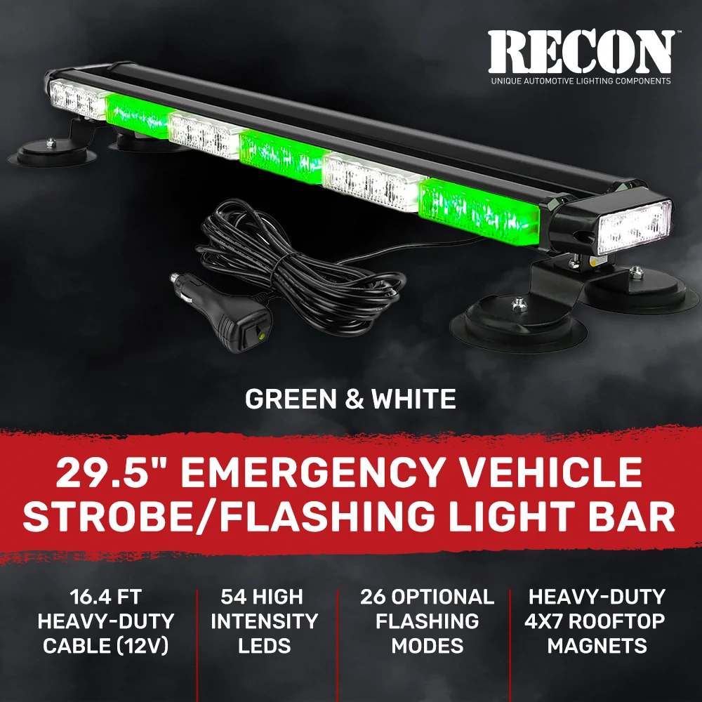 Exterior Roof Mounted 29.5" Emergency LED Strobe Light Bar Magnetic Suction Cup Installation w/ 26 Lighting Functions - Multiple. Colors - Image 28
