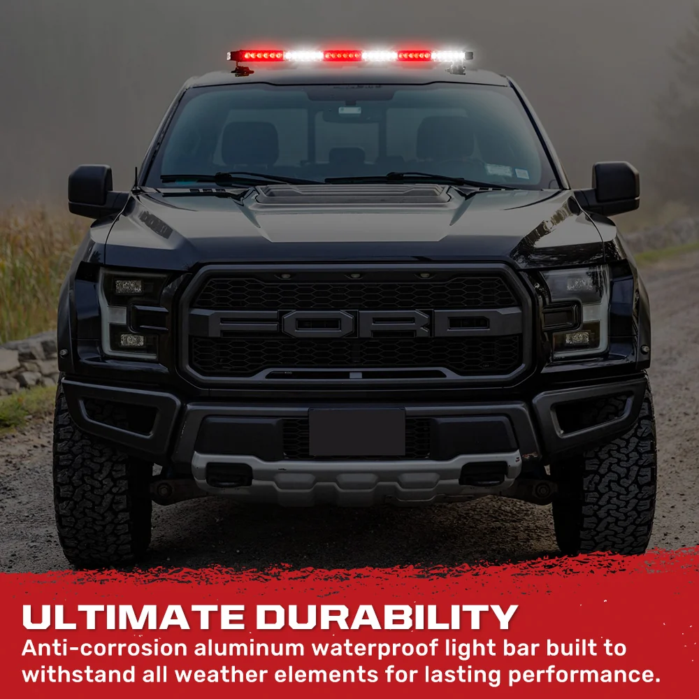 Exterior Roof Mounted 29.5" Emergency LED Strobe Light Bar Magnetic Suction Cup Installation w/ 26 Lighting Functions - Multiple. Colors - Image 36