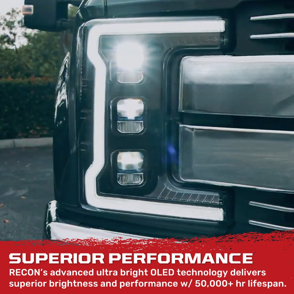 Ford 20-22 Super Duty LED Triple Projector Headlights w/ Ultra High Power White OLED DRL & Scanning Amber LED Turn Signals (Replaces OEM Halogen Style Only) - Multiple Styles - Image 12