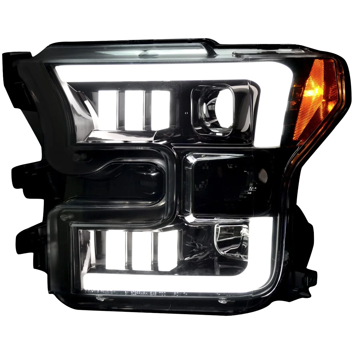 Ford F150 15-17 Projector Headlights w/ Ultra High Power Smooth White OLED DRL Scanning Amber LED Turn Signals (Replaces OEM Halogen Style Headlights) - Smoked/Black - Image 15