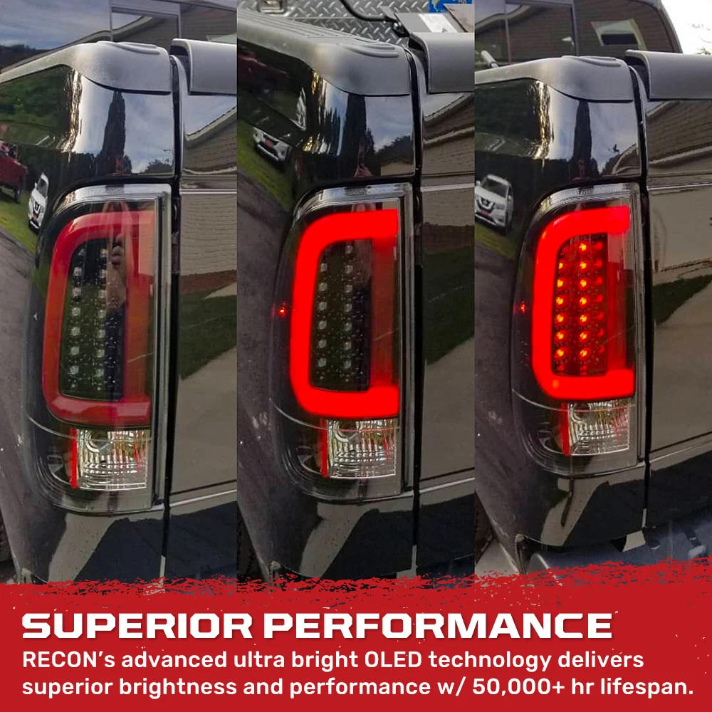 Ford F150 97-03 Straight Side Tail Lights OLED Scanning OLED Turn Signals - Smoked Lens - Image 4
