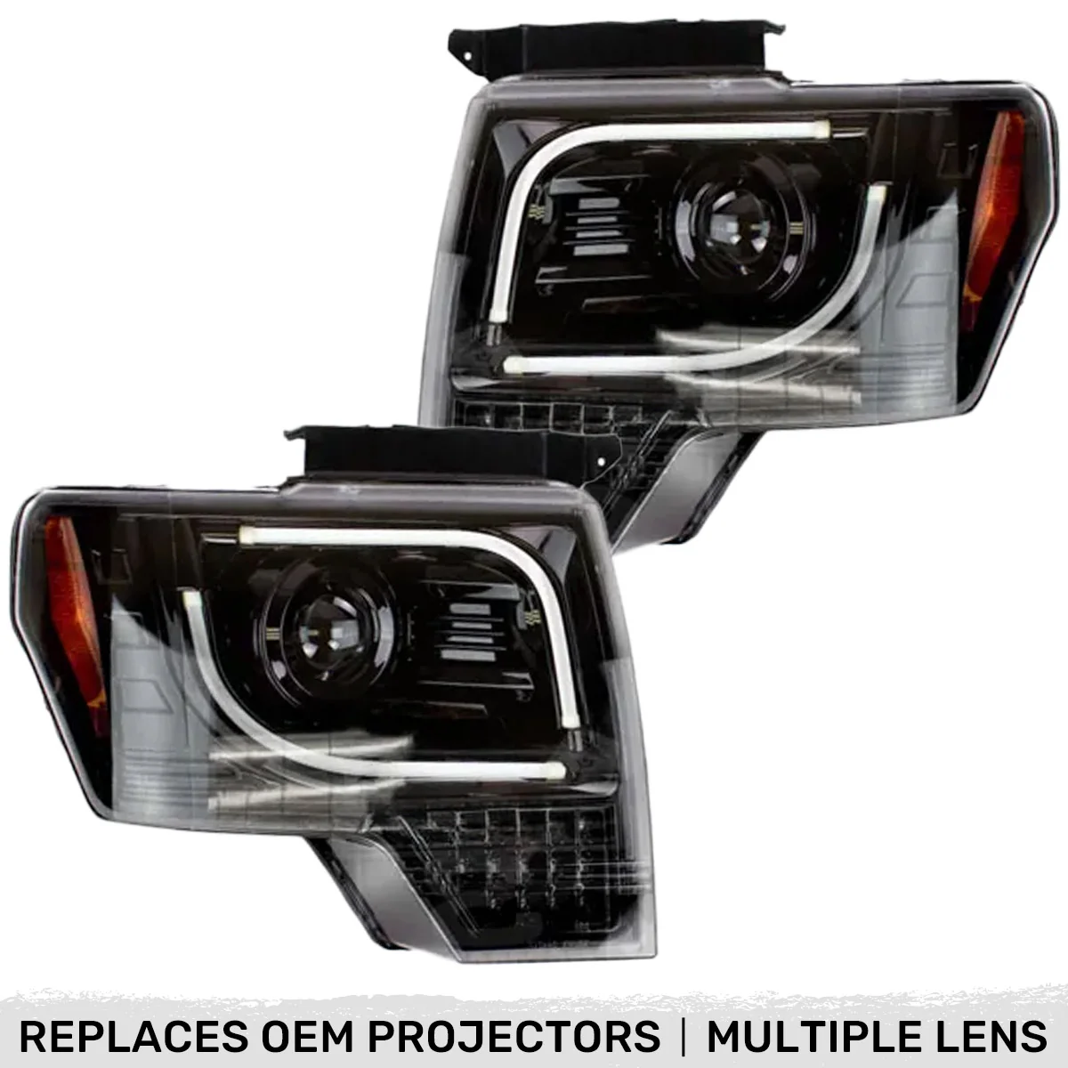 Ford F150 & Raptor 13-14 Projector Headlights Ultra High Power White LED DRL w/ Amber Turn Signals - Multiple Styles