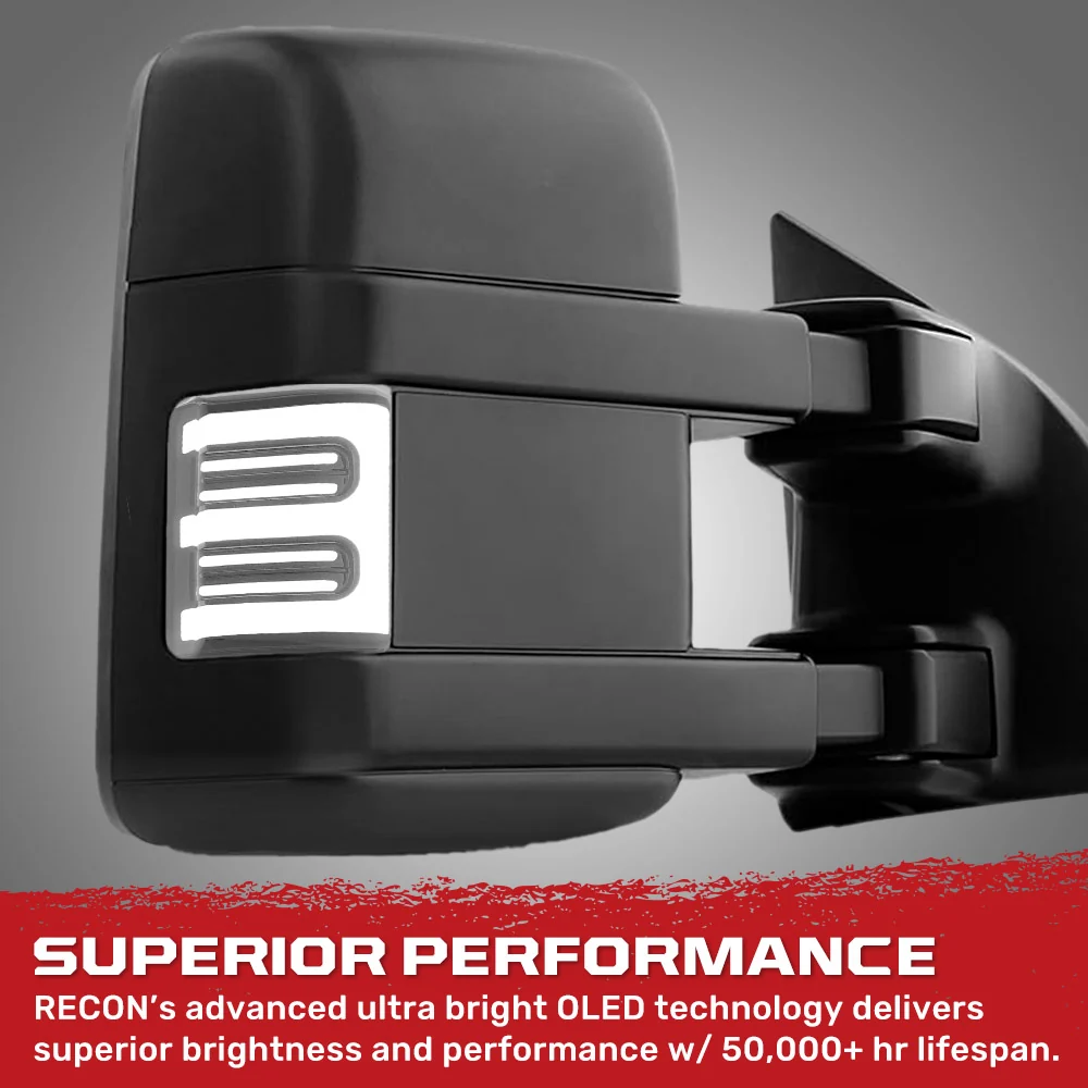 Ford 08-16 Super Duty F250/F350 Side Mirror Lenses (2-Piece Set) Ultra High Power White or Amber Running Lights & Scanning Amber Turn Signals Smoked or Clear Lens - Image 11