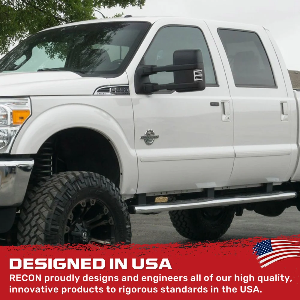 Ford 08-16 Super Duty F250/F350 Side Mirror Lenses (2-Piece Set) Ultra High Power White or Amber Running Lights & Scanning Amber Turn Signals Smoked or Clear Lens - Image 12