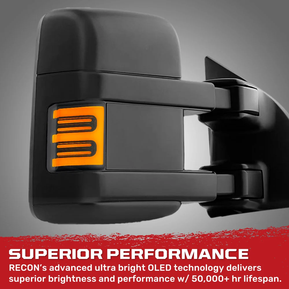 Ford 08-16 Super Duty F250/F350 Side Mirror Lenses (2-Piece Set) Ultra High Power White or Amber Running Lights & Scanning Amber Turn Signals Smoked or Clear Lens - Image 24