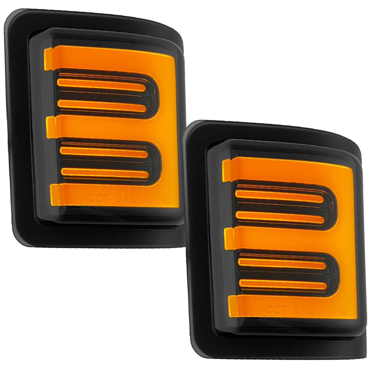 Ford 08-16 Super Duty F250/F350 Side Mirror Lenses (2-Piece Set) Ultra High Power White or Amber Running Lights & Scanning Amber Turn Signals Smoked or Clear Lens - Image 27