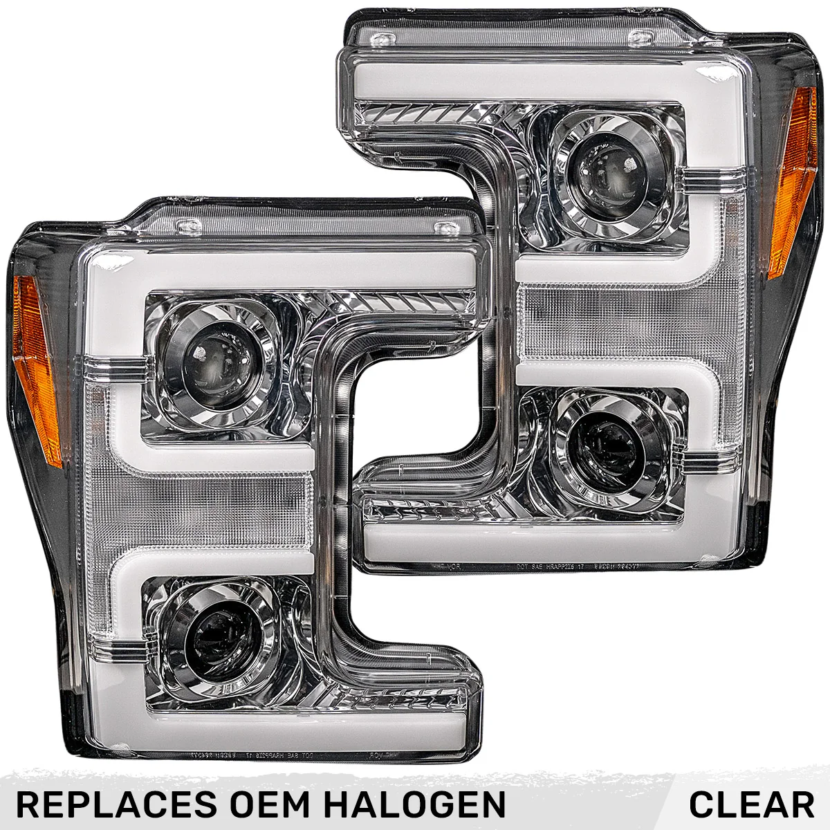 Ford Super Duty 17-19 Projector Headlights White OLED DRL, Scanning Amber LED Turn Signals - Multiple Styles - Image 11
