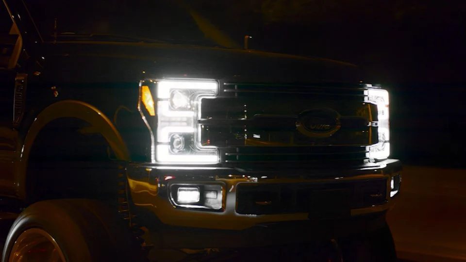 Ford Super Duty 17-19 Projector Headlights White OLED DRL, Scanning Amber LED Turn Signals - Multiple Styles - Image 6