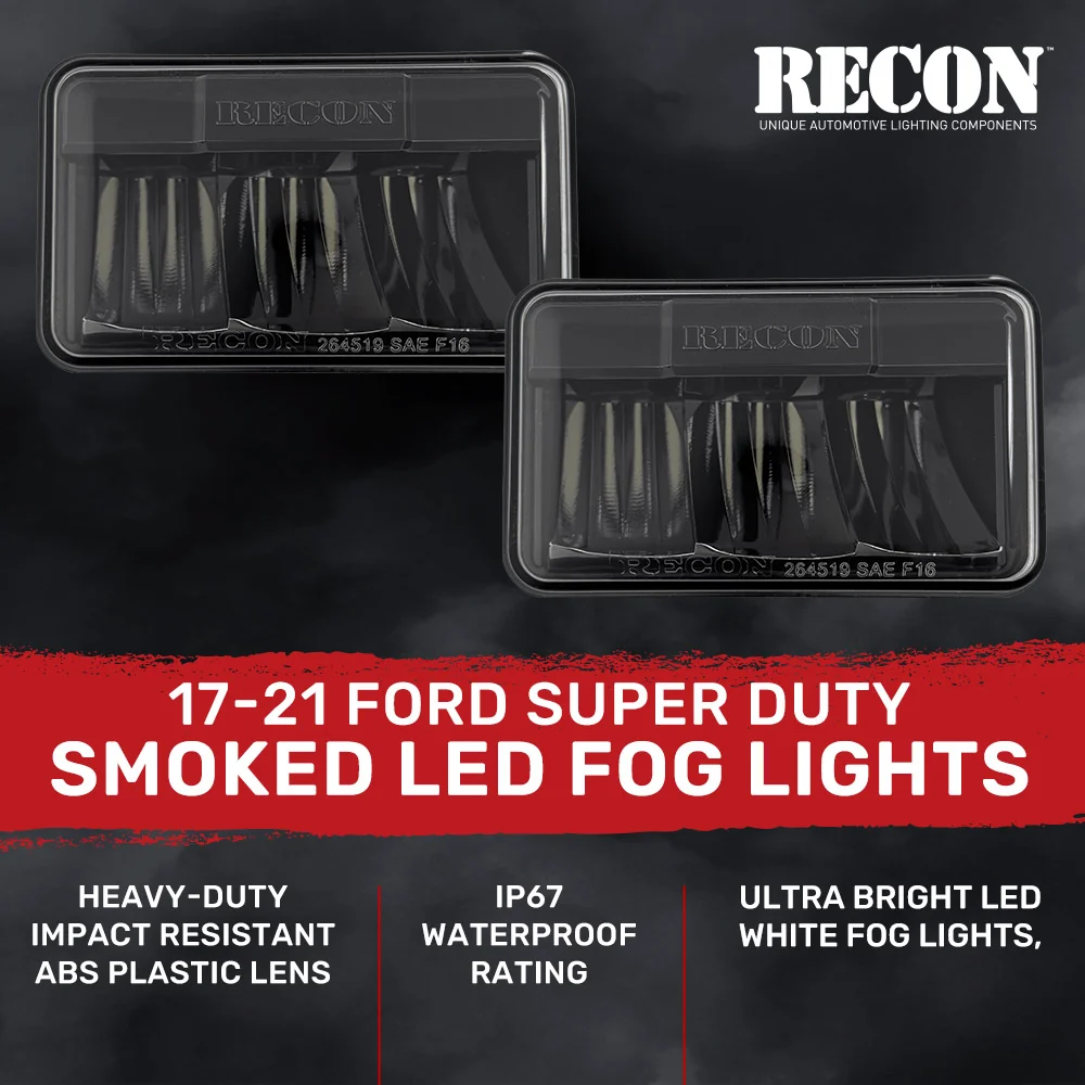 Ford Super Duty 17-21 Ultra Bright White LED Fog Lights (Replaces Factory Fog Lights) - Smoked Black - Image 4