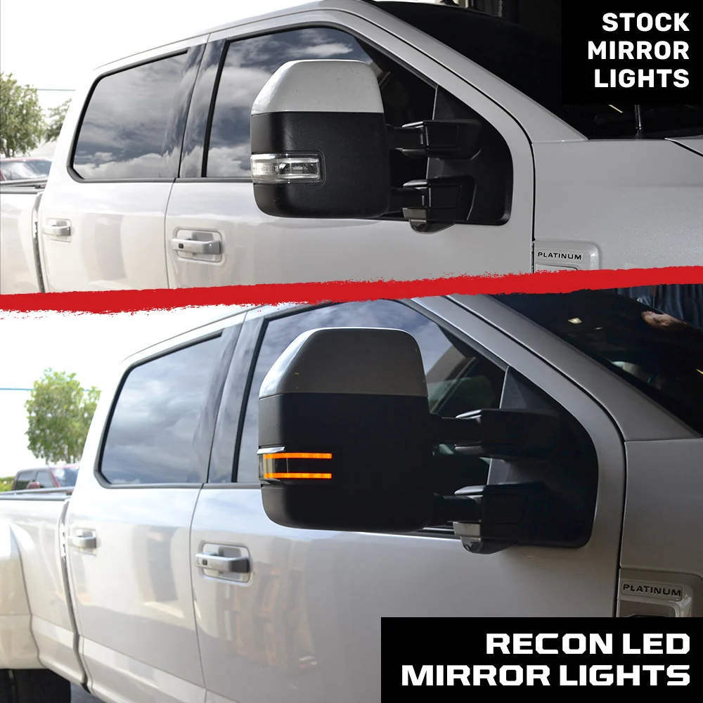 Ford 17-25 Super Duty Amber DRL LED Side Mirror Lenses - Smoked Lens - Image 4