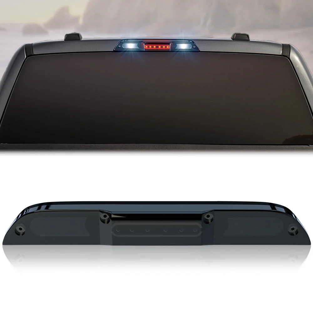 Ford Super Duty 17-25 Ultra High Power Red LED 3rd Brake Light Kit w/ CREE XML White LED Cargo Lights (ATTN: DOES NOT FIT Models with Cargo Bed Camera in OEM 3rd Brake Light) - Smoked Lens