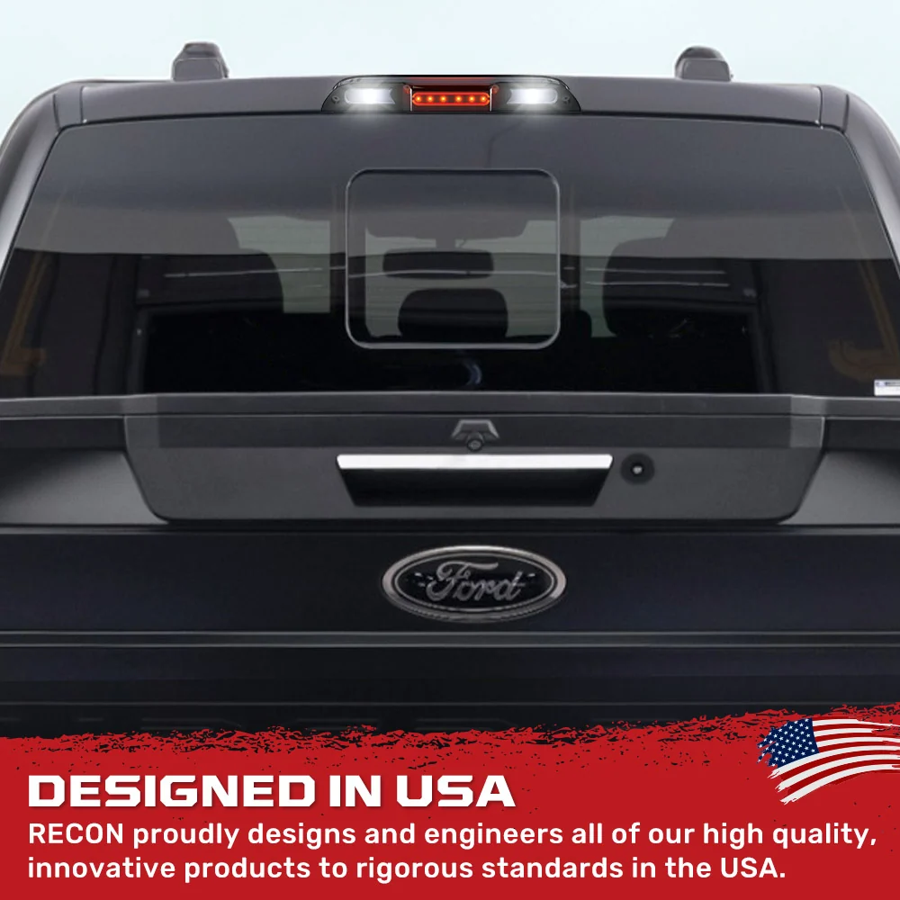 Ford Super Duty 17-25 Ultra High Power Red LED 3rd Brake Light Kit w/ CREE XML White LED Cargo Lights (ATTN: DOES NOT FIT Models with Cargo Bed Camera in OEM 3rd Brake Light) - Smoked Lens - Image 7