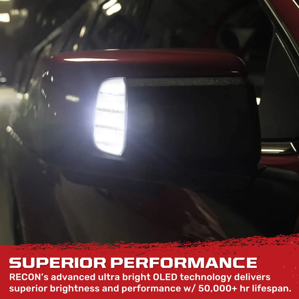 GMC 19-26 Sierra 1500 & Chevy Silverado 1500 Ultra High Power Quad White LED Mirror Puddle/Spot Lights - Smoked Lens - Image 4