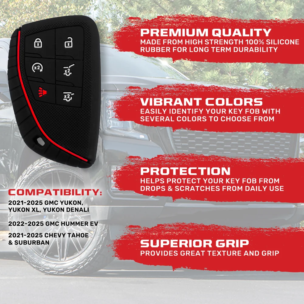 GMC 21-25 Yukon, XL, Denali & 22-25 Hummer EV & Chevy 21-25 Tahoe/Suburban 100% Silicone Rubber Key Fob Cover Premium Quality - Multiple Colors - Image 26