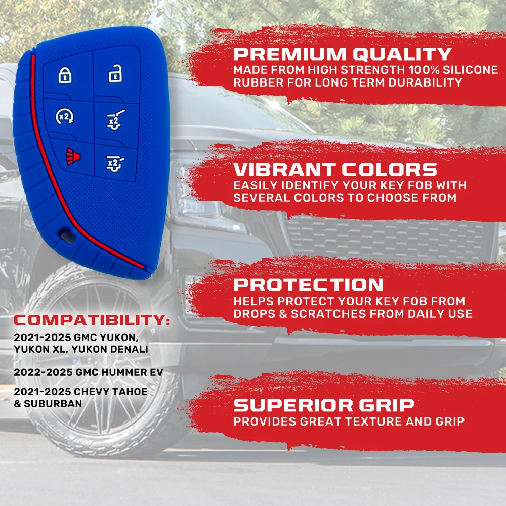 GMC 21-25 Yukon, XL, Denali & 22-25 Hummer EV & Chevy 21-25 Tahoe/Suburban 100% Silicone Rubber Key Fob Cover Premium Quality - Multiple Colors - Image 29