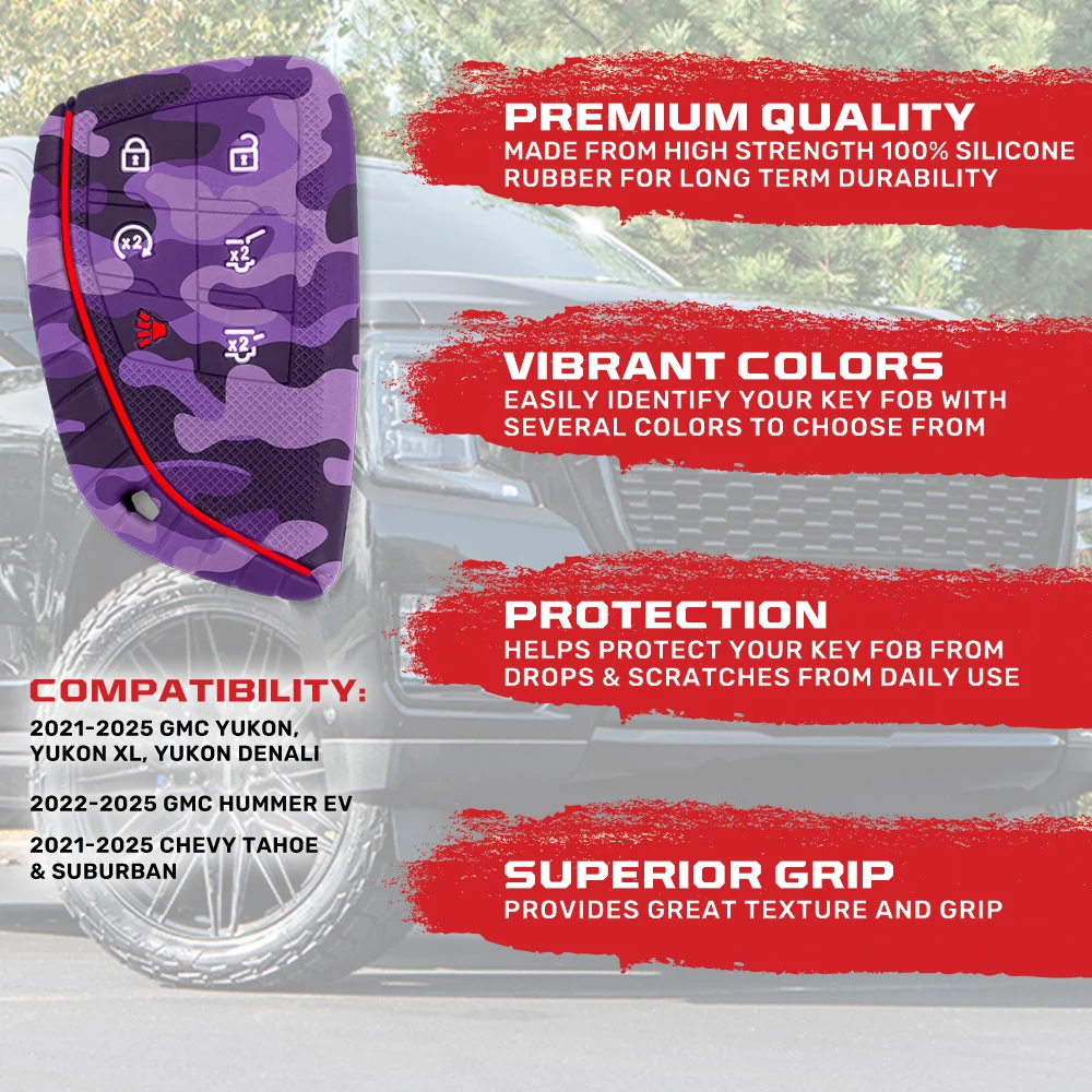 GMC 21-25 Yukon, XL, Denali & 22-25 Hummer EV & Chevy 21-25 Tahoe/Suburban 100% Silicone Rubber Key Fob Cover Premium Quality - Multiple Colors - Image 62