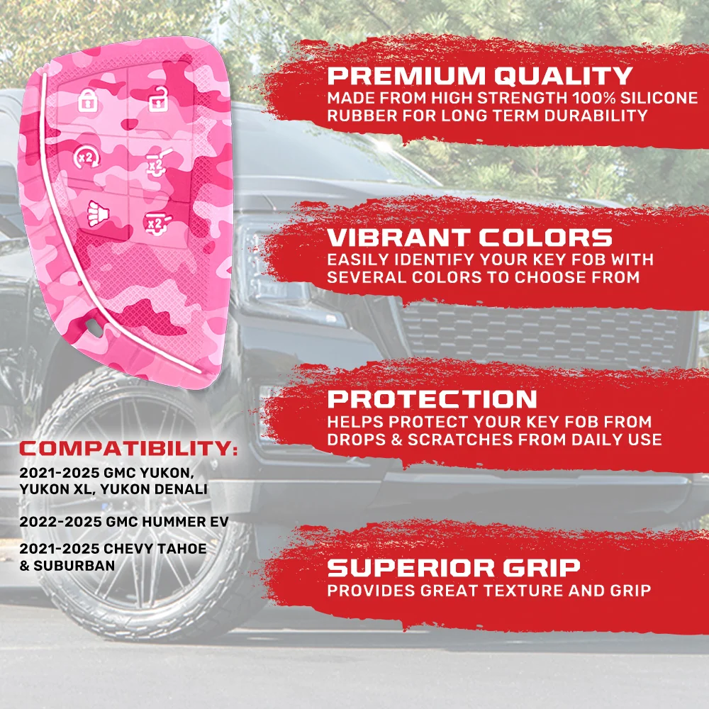 GMC 21-25 Yukon, XL, Denali & 22-25 Hummer EV & Chevy 21-25 Tahoe/Suburban 100% Silicone Rubber Key Fob Cover Premium Quality - Multiple Colors - Image 65