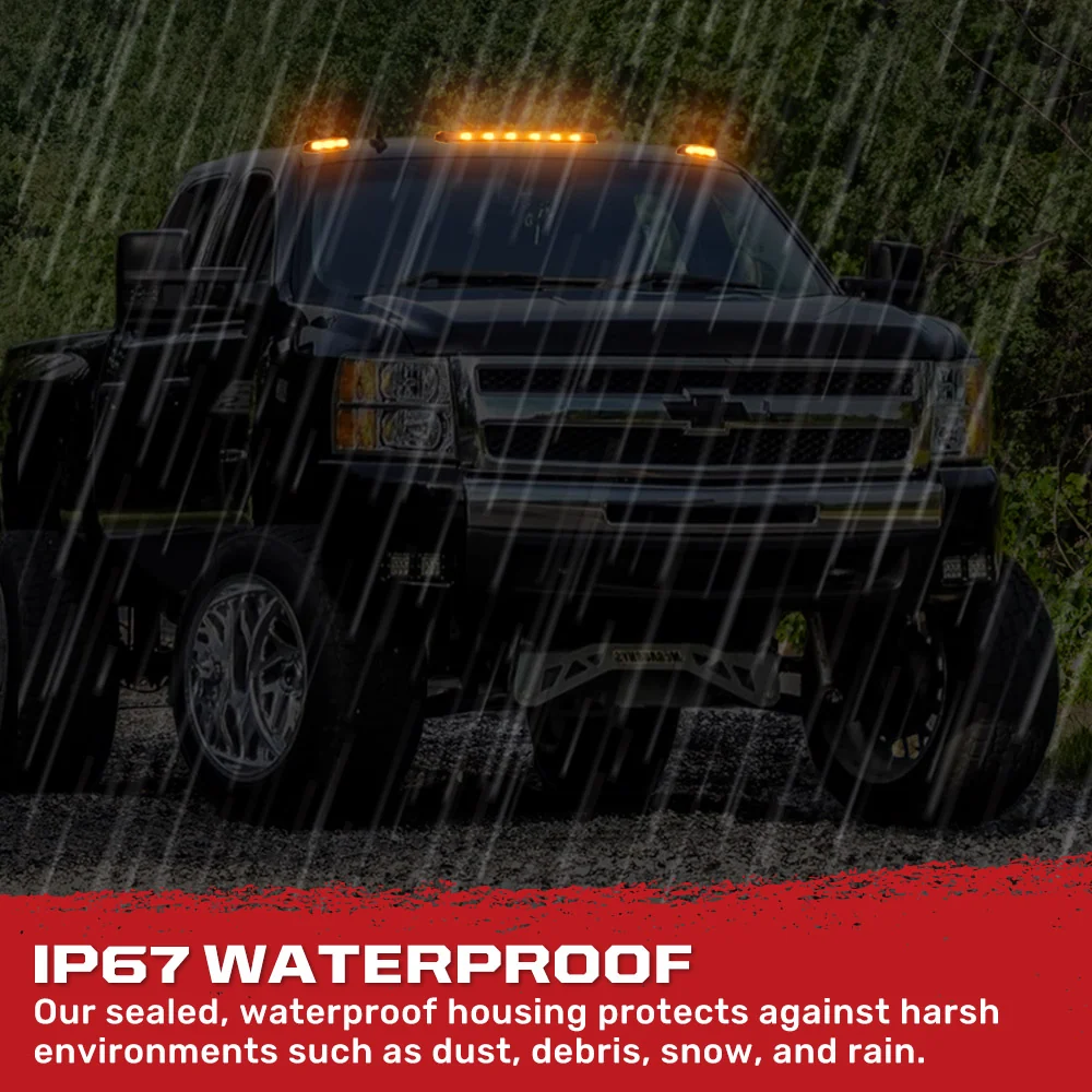 GMC & Chevy 07-14 3-Piece Cab Roof Light Kit Strobe LED White & Amber - Multiple Lens - Image 37