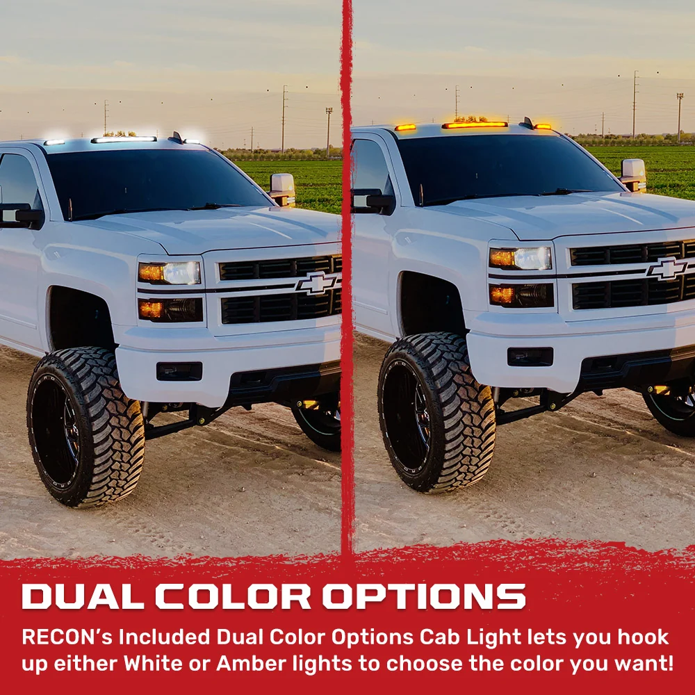 GMC & Chevy 07-14 Heavy-Duty 3-Piece Cab Roof Lights Kit Ultra-High Power Dual-Color (Amber or White) LED Function - Multiple Lens - Image 20