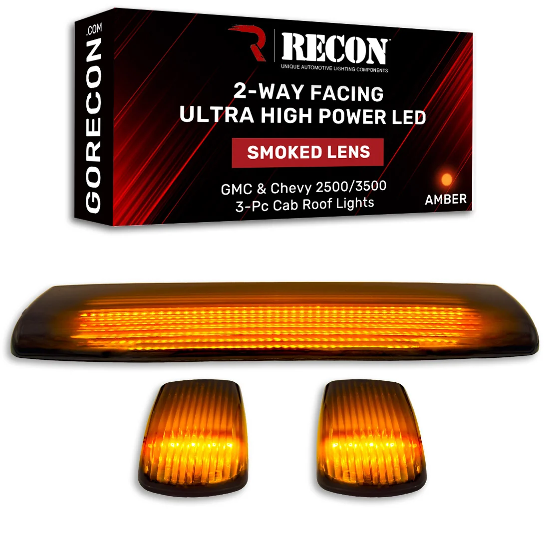 GMC & Chevy 15-19 Heavy-Duty 3 Piece Cab Roof Light Kit 2-Way Front & Rear Facing Ultra High-Power LEDs - Multiple Lens & Colors - Image 39