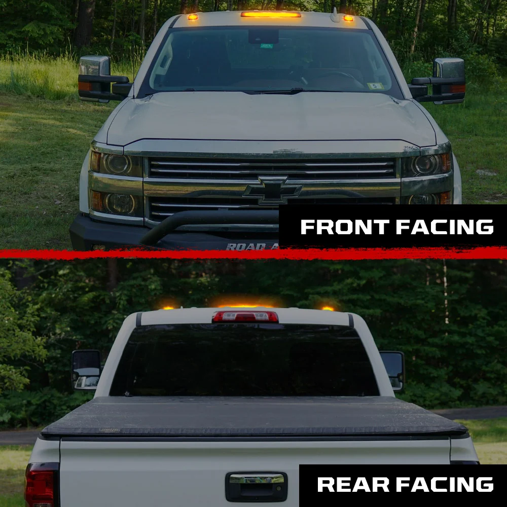GMC & Chevy 15-19 Heavy-Duty 3 Piece Cab Roof Light Kit 2-Way Front & Rear Facing Ultra High-Power LEDs - Multiple Lens & Colors - Image 58