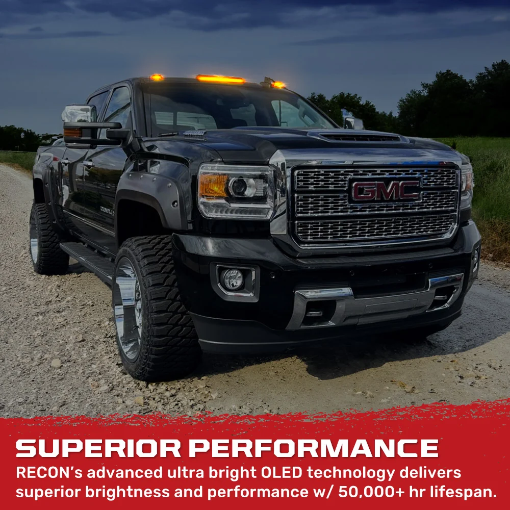 GMC & Chevy 15-19 3-Piece Cab Roof Light Kit Strobe LED White & Amber - Multiple Lens - Image 20