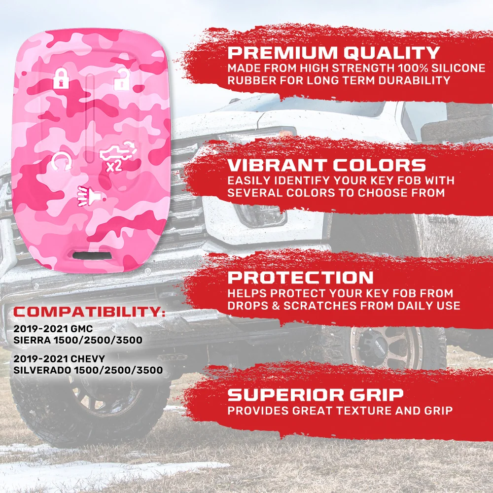 GMC & Chevy 19-21 Sierra & Silverado 1-Piece 100% Silicone Rubber Key Fob Cover - Multiple Colors - Image 70
