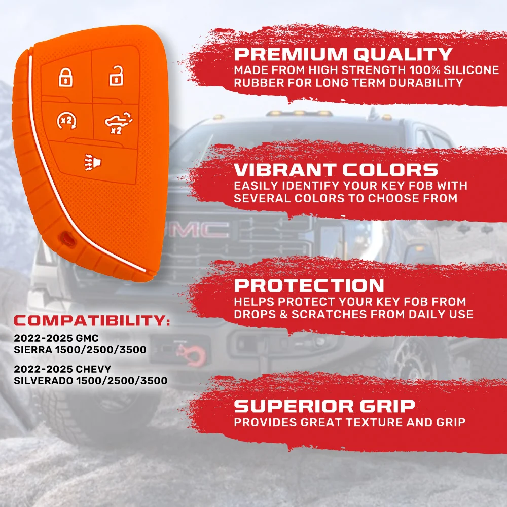GMC & Chevy 22-25 Sierra & Silverado 1-Piece 100% Silicone Rubber Key Fob Cover - Multiple Colors - Image 13