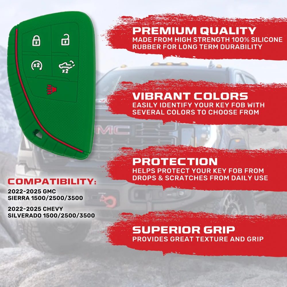 GMC & Chevy 22-25 Sierra & Silverado 1-Piece 100% Silicone Rubber Key Fob Cover - Multiple Colors - Image 29