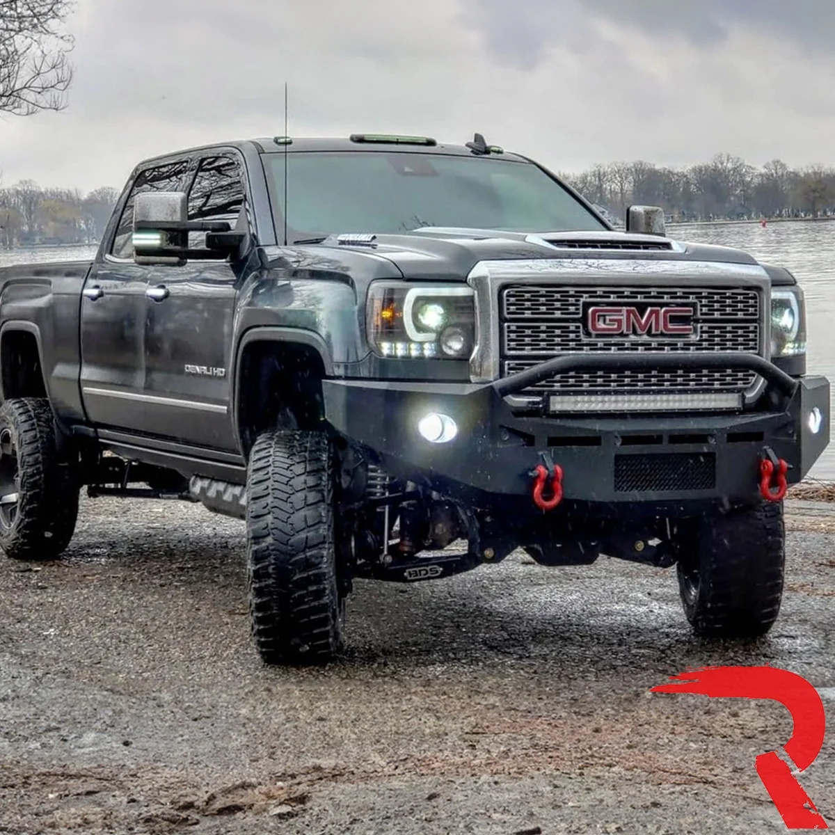 GMC Sierra 1500 14-18 Projector Headlights w OLED Amber DRLs & Scanning OLED Amber Turn Signals Smoked/Black - Image 13