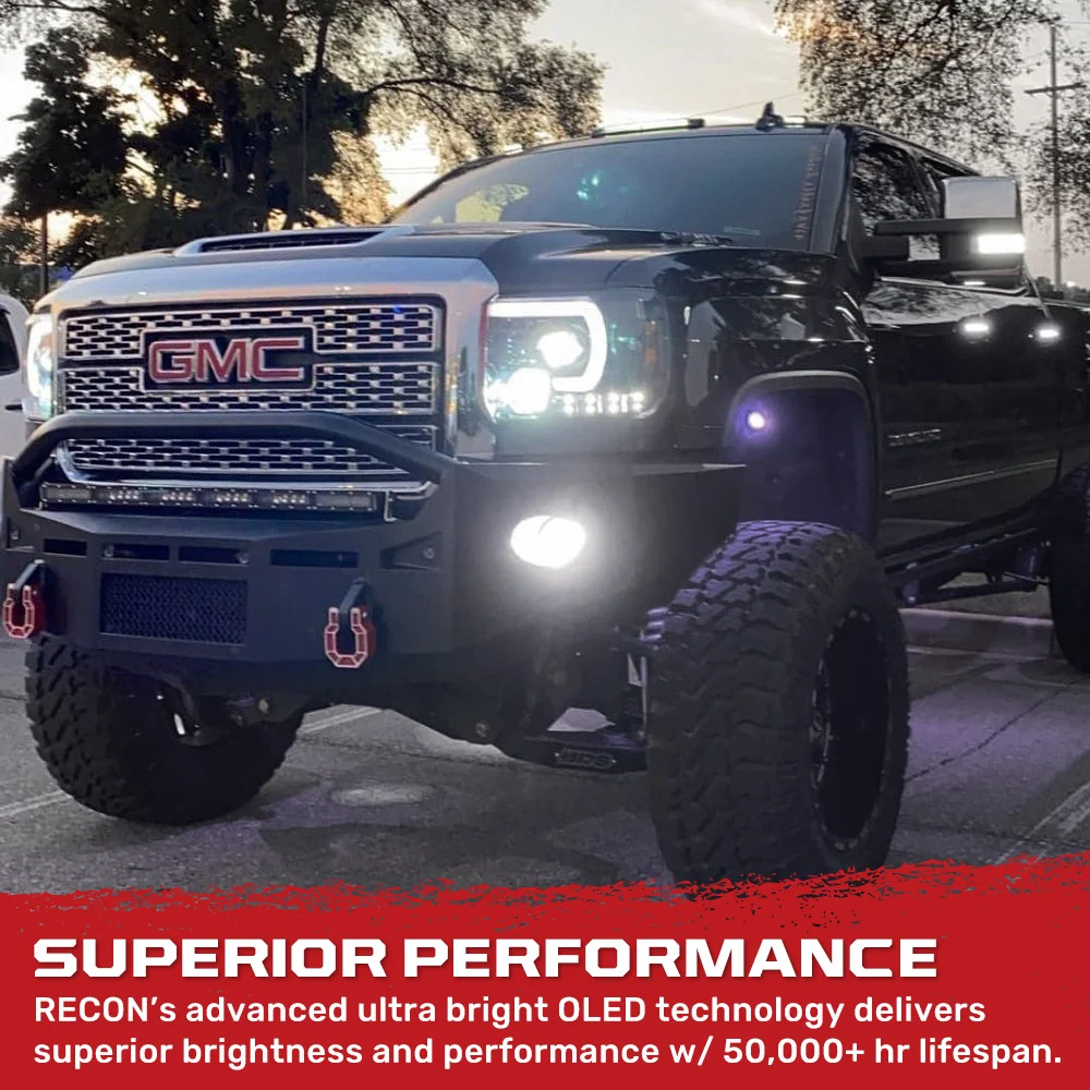 GMC Sierra 1500 14-18 Projector Headlights w OLED Amber DRLs & Scanning OLED Amber Turn Signals Smoked/Black - Image 6
