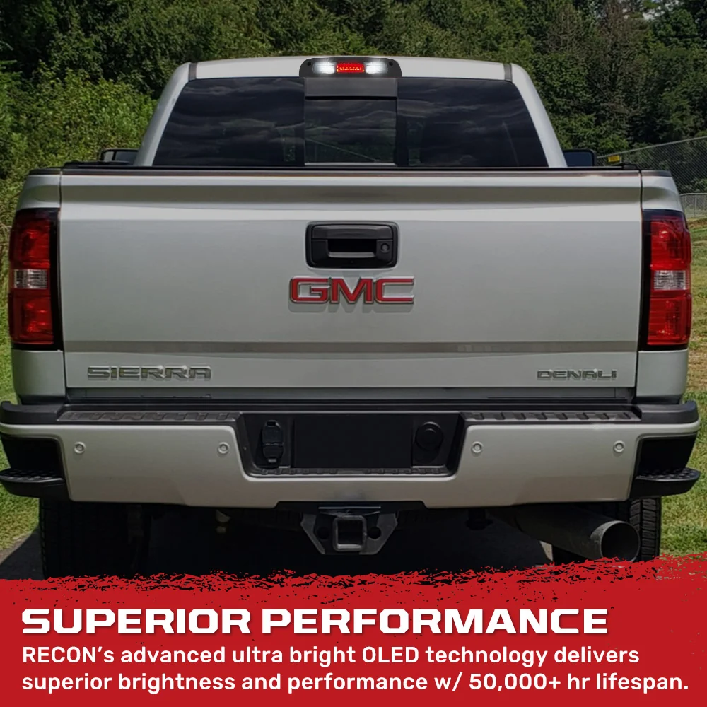 GMC Sierra & Chevy Silverado 3rd GEN 1500 14-18 ULTRA HIGH POWER Red CREE XML Red LED 3rd Brake Light with White LED Cargo Lights with Smoked Lens - Image 5