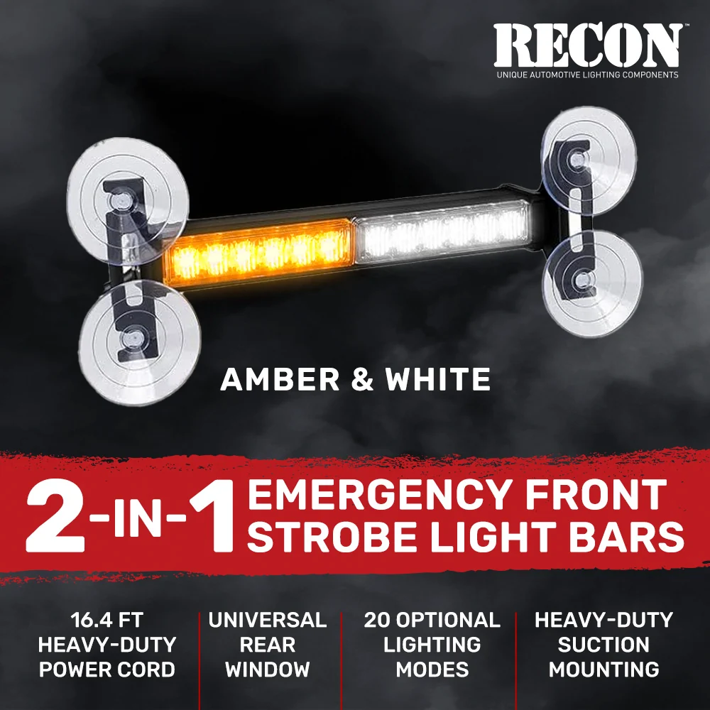 Interior Rear Window 2-PC LED Strobe/Flashing Light Bars - Suction Cup Installation A/C Adapter Plug & Play with 20 Lighting Function - Multiple Colors - Image 12