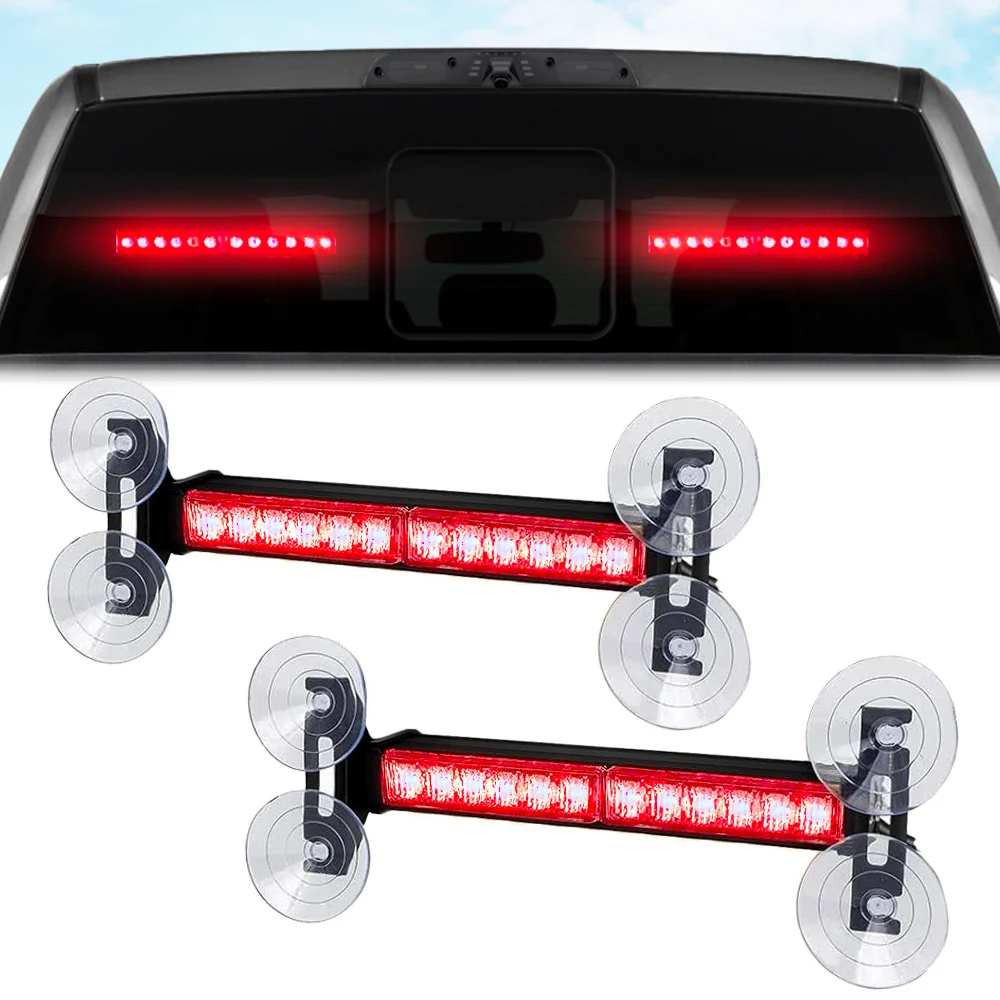 Interior Rear Window 2-PC LED Strobe/Flashing Light Bars - Suction Cup Installation A/C Adapter Plug & Play with 20 Lighting Function - Multiple Colors - Image 27