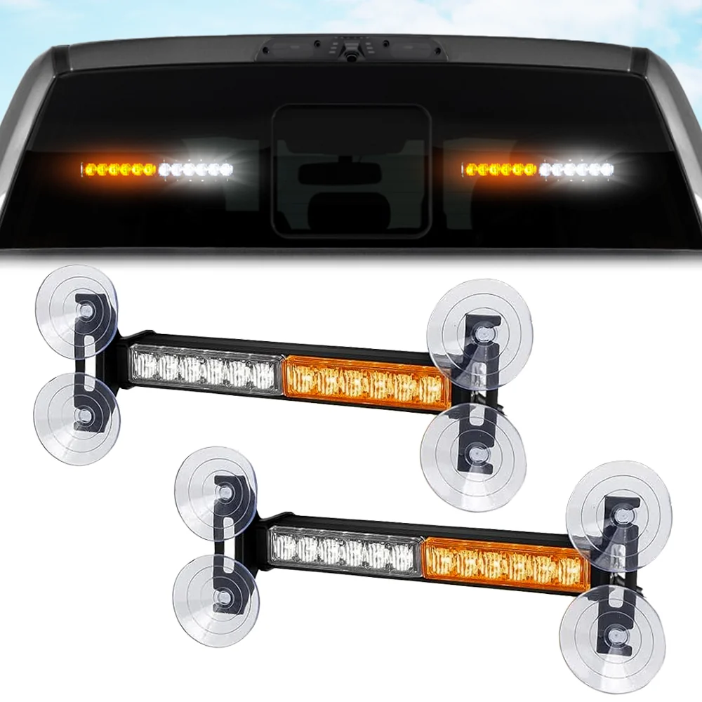 Interior Rear Window 2-PC LED Strobe/Flashing Light Bars - Suction Cup Installation A/C Adapter Plug & Play with 20 Lighting Function - Multiple Colors - Image 3