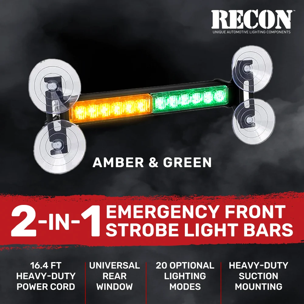 Interior Rear Window 2-PC LED Strobe/Flashing Light Bars - Suction Cup Installation A/C Adapter Plug & Play with 20 Lighting Function - Multiple Colors - Image 32