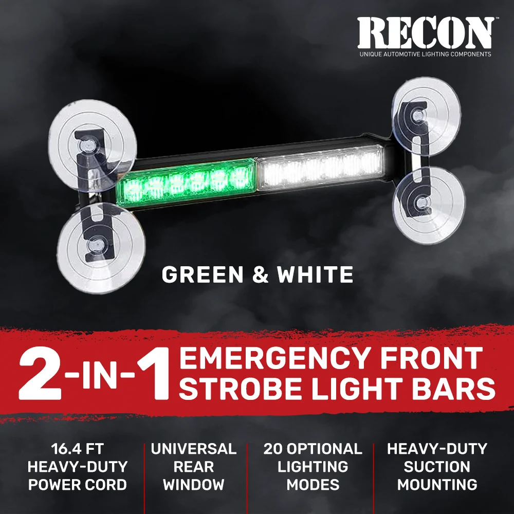 Interior Rear Window 2-PC LED Strobe/Flashing Light Bars - Suction Cup Installation A/C Adapter Plug & Play with 20 Lighting Function - Multiple Colors - Image 34